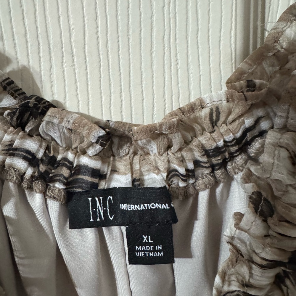INC International Concepts Black and Cream sheer material work top with cami XL - Picture 2 of 4